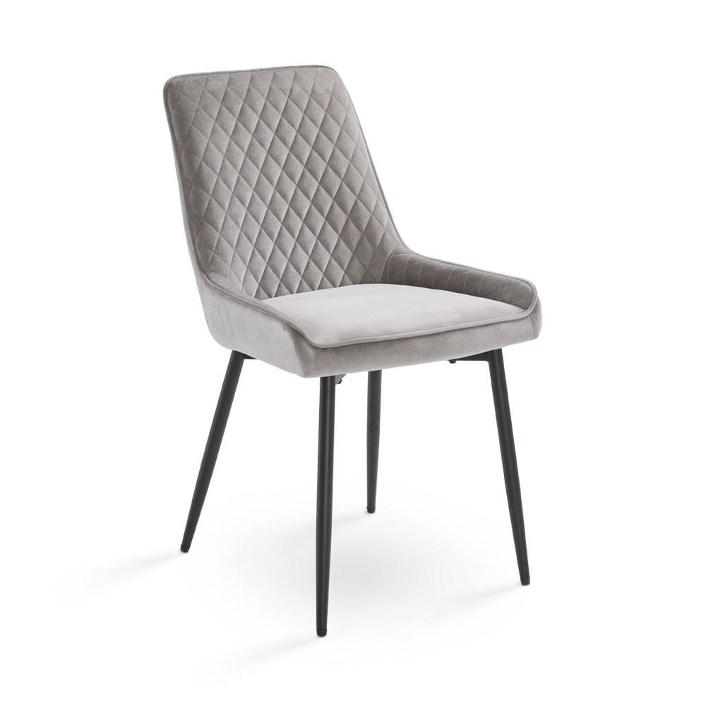 Emily Black Dining Chair: Grey Velvet